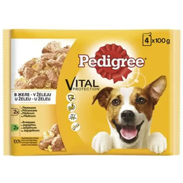 Pedigree Hrana za pse piletina i jagnjetina Adult 4x100g